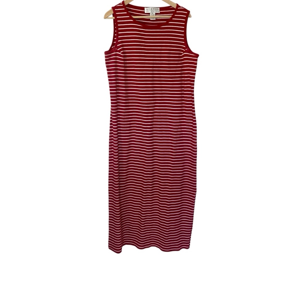 Vintage Red and White Striped Sleeveless Dress